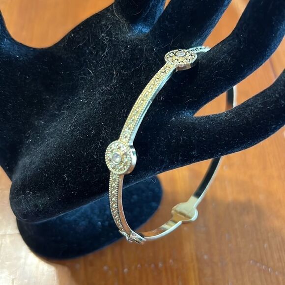 Gold Tone with Rhinestone Bangle Bracelet - Picture 8 of 9